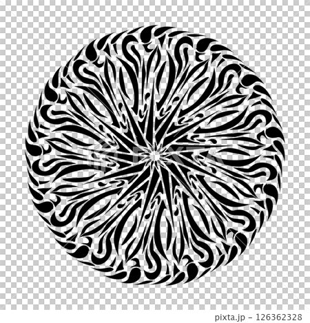 Black tribal mandala element illustration design. Perfect for tattoos, icons, background elements and wallpapers, stickers 126362328