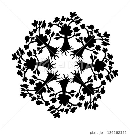 Black tribal mandala element illustration design. Perfect for tattoos, icons, background elements and wallpapers, stickers 126362333