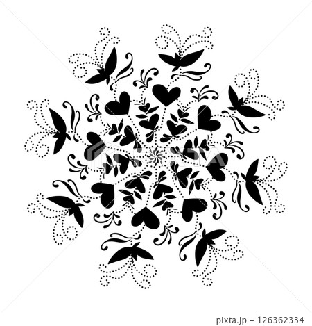 Black tribal mandala element illustration design. Perfect for tattoos, icons, background elements and wallpapers, stickers 126362334