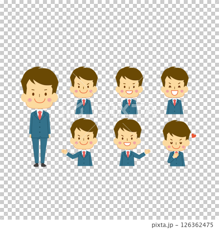 男性表情スーツパターン2 126362475