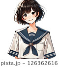 セーラー服の女子高生2　白背景【AI生成画像】 126362616