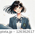 制服を着た女子高生2　白背景【AI生成画像】 126362617
