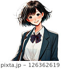 制服を着た女子高生　白背景【AI生成画像】 126362619