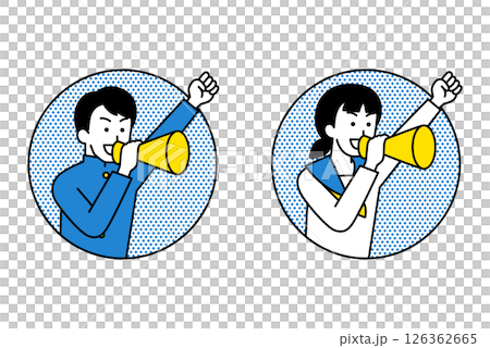 一群男女學生跳出圈子，用擴音器歡呼 126362665