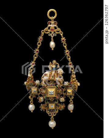 19th Century European Pendant - Youth with Lyre Riding Elephant 126362707