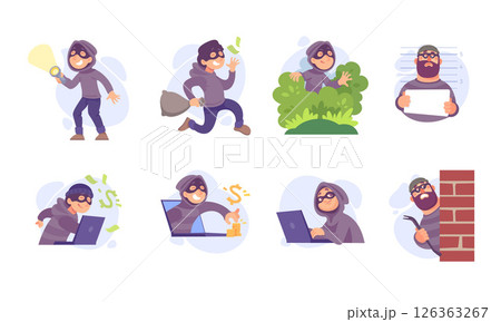 Stylized Illustrations of Burglars for Use in Various Creative and Visual Projects and Ideas Stylized Illustrations of Burglars for Use in Various Creative and Visual Projects and Ideas 126363267