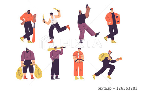 Dynamic Characters Illustrated in Engaging and Vibrant Action Poses with Vivid Colorful Details 126363283