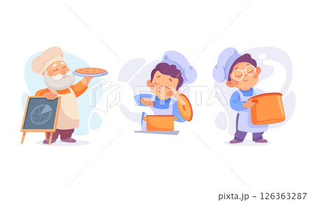 Chefs masterfully Baking a Variety of Delicious Treats in their Colorful Kitchen Space 126363287