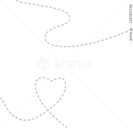 グレーの流れるハート入りドットライン背景イラスト 126363296