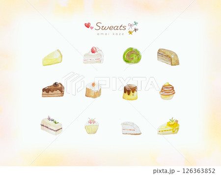 水彩で描いたスイーツのイラスト 水彩で描いたスイーツのイラスト 126363852