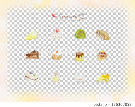 水彩で描いたスイーツのイラスト 水彩で描いたスイーツのイラスト 126363852