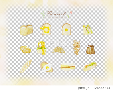 手作りパンのかわいい手描きイラスト 126363853