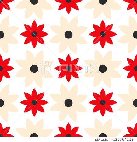 Retro seamless pattern with cute naive flowers 126364112