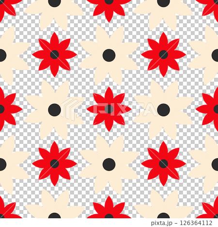 Retro seamless pattern with cute naive flowers 126364112