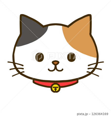 首輪をつけた三毛猫 126364169