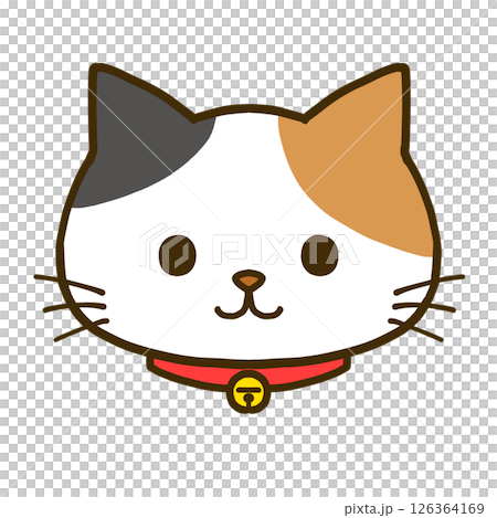 首輪をつけた三毛猫 126364169