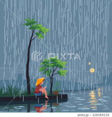 松の木のある風景 126364218