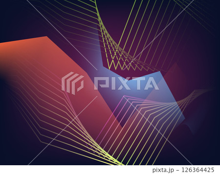 Abstract geometric wave of light lines on a gradient background. Abstract geometric wave of light lines on a gradient background. 126364425