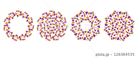 Hand drawn Heart shape twigs Circular Frames Copy space template and Backdrops in Halloweens shades Hand drawn Heart shape twigs Circular Frames Copy space template and Backdrops in Halloweens shades 126364535