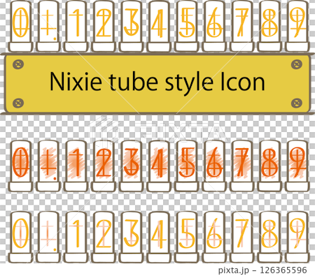 手寫風格數位管風格數字圖示集復古數字計數素材 126365596