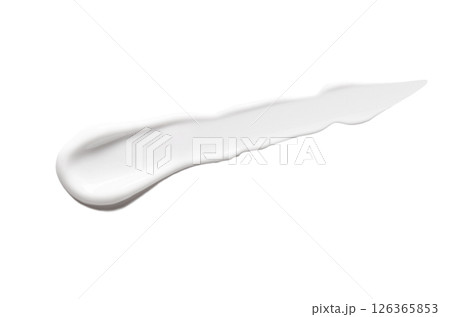 A sample of a white cosmetic moisturizer or anti-aging cream. Isolated on a white background. A sample of a white cosmetic moisturizer or anti-aging cream. Isolated on a white background. 126365853