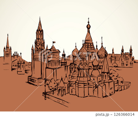Red Square, Moscow. Vector drawing 126366014
