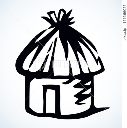 Old little hut. Vector drawing 126366025