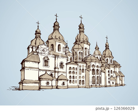 Vector Saint Sophia Cathedral in Kiev, Ukraine Vector Saint Sophia Cathedral in Kiev, Ukraine 126366029