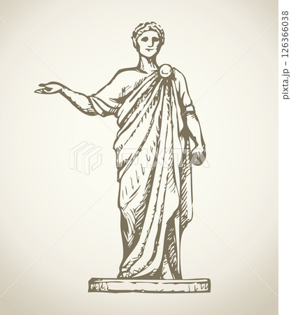Ancient Roman statue. Vector drawing 126366038