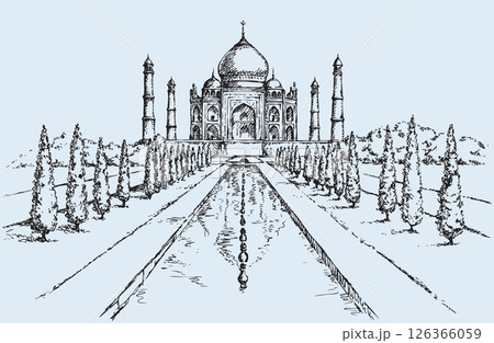 Taj Mahal in India. Vector sketch Taj Mahal in India. Vector sketch 126366059
