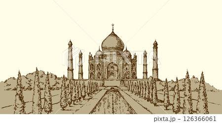 Taj Mahal in India. Vector sketch Taj Mahal in India. Vector sketch 126366061