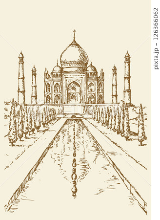 Taj Mahal in India. Vector sketch Taj Mahal in India. Vector sketch 126366062