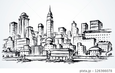 Embankment of the modern city. Vector drawing Embankment of the modern city. Vector drawing 126366078