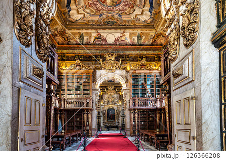 Coimbra, Portugal - Mar 14, 2025: The Johannine Library, Biblioteca Joanina in the University of Coimbra, Portugal Coimbra, Portugal - Mar 14, 2025: The Johannine Library, Biblioteca Joanina in the University of Coimbra, Portugal 126366208