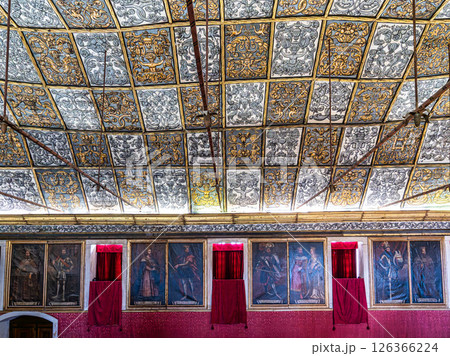 Coimbra , Portugal - Mar 14, 2025: Great hall of Acts, Sala grande dos actos in the University of Coimbra, Portugal Coimbra , Portugal - Mar 14, 2025: Great hall of Acts, Sala grande dos actos in the University of Coimbra, Portugal 126366224