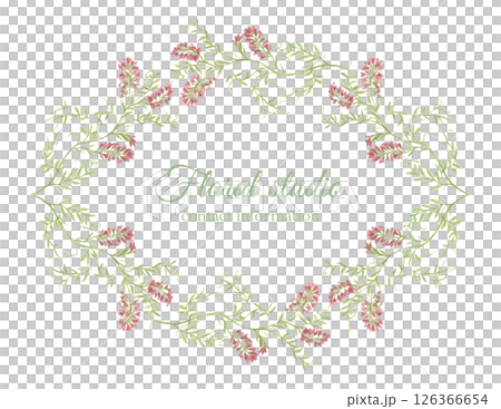 A Frame of watercolor Wildflowers and greenery, graceful grasses, a ready-made template for business cards, postcards, invitations. Botanical illustration in a minimalist style, with delicate flowers. 126366654