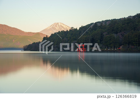 Mount Fuji and Torii Gate at Lake Ashi, Hakone, Japan Mount Fuji and Torii Gate at Lake Ashi, Hakone, Japan 126366819