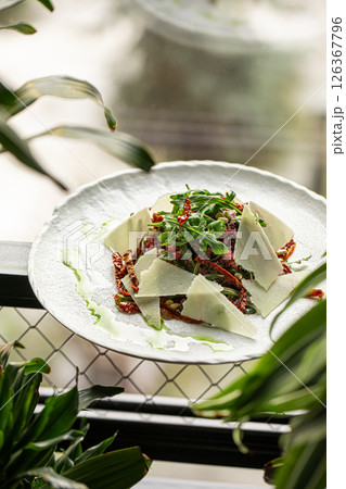 Portion of baked beet salad with cheese Portion of baked beet salad with cheese 126367796