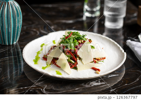 Portion of baked beet salad with cheese Portion of baked beet salad with cheese 126367797