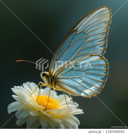 Close-Up of Glasswing Butterfly with Transparent Wings 126368042
