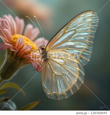 Close-Up of a Glasswing Butterfly in Nature 126368045