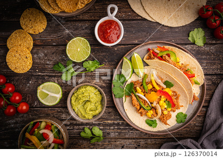 Healthy typical Mexican tacos 126370014