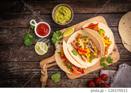 Healthy typical Mexican tacos Healthy typical Mexican tacos 126370031
