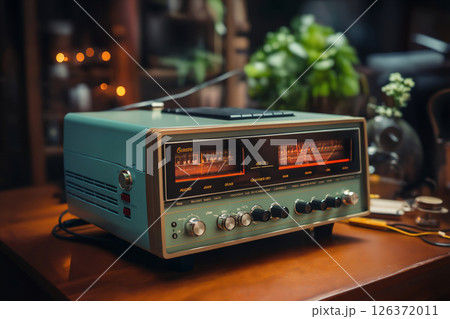 retro analog device for industry and scientific research and measurements, object closeup, concept of retro futurism lamp electronics 126372011