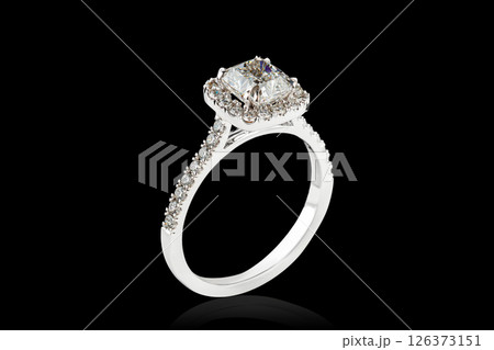 white metal ring, silver, gold with stone diamonds on black background white metal ring, silver, gold with stone diamonds on black background 126373151