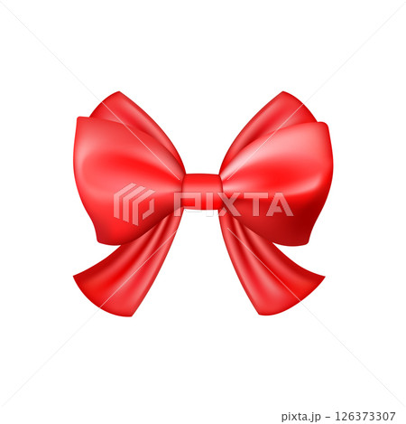 3D Realistic red gift bow. Christmas, birthday and sale decoration. 3D Realistic red gift bow. Christmas, birthday and sale decoration. 126373307