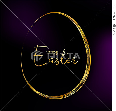 Easter egg frame. Gold brush stroke border. Elegant thin line decor 126373358