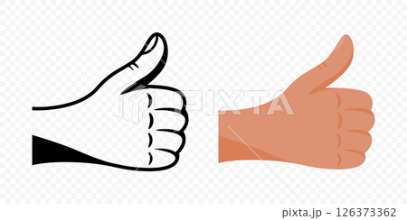 Thumbs Up Vector Set. Positive Thumbs Up Vector Illustration with Outline and Colored Hand. Modern Thumbs Up Vector Symbol for Like, Social Media, Approval, Feedback, Sticker, Web, App Design, Review Thumbs Up Vector Set. Positive Thumbs Up Vector Illustration with Outline and Colored Hand. Modern Thumbs Up Vector Symbol for Like, Social Media, Approval, Feedback, Sticker, Web, App Design, Review 126373362