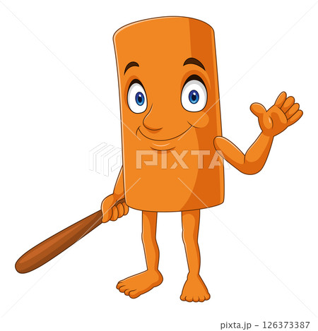 Cartoon wood carrying baton isolated on white background Cartoon wood carrying baton isolated on white background 126373387