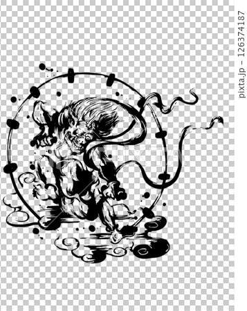 Ink painting of the god of thunder Ink painting of the god of thunder 126374187